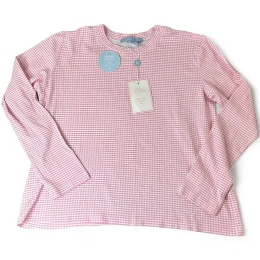 Hill House The Ivy Sleep Long Sleeve Sleep‎ Tee Bubblegum Gingham Small